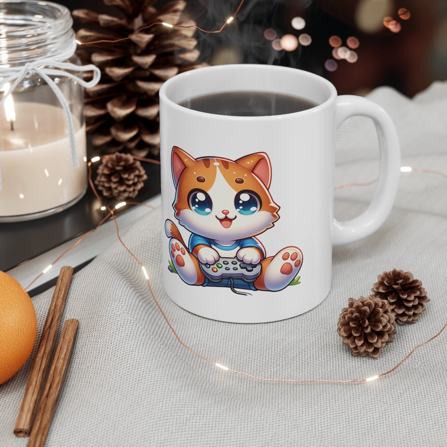 Cute Gamer Cat Coffee Mug