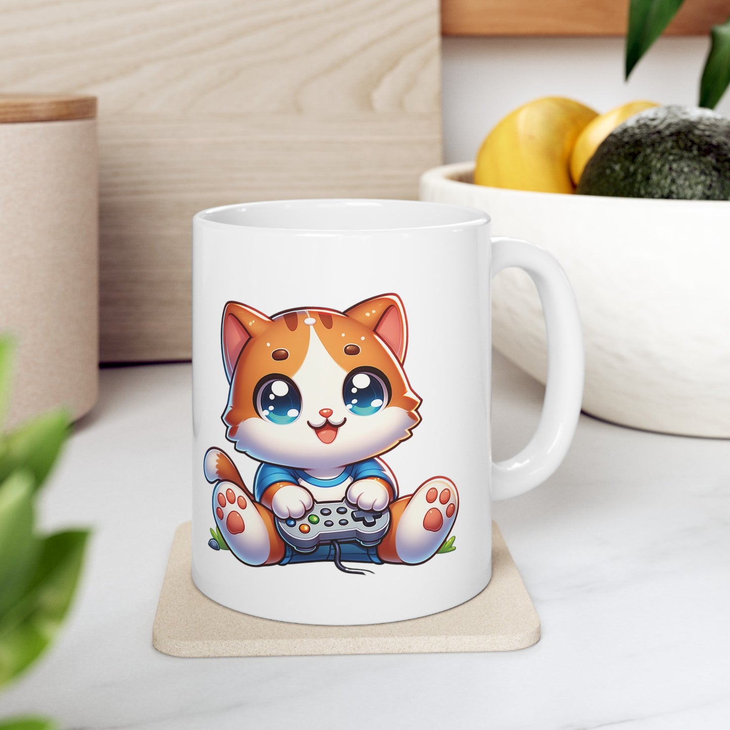 Cute Gamer Cat Coffee Mug