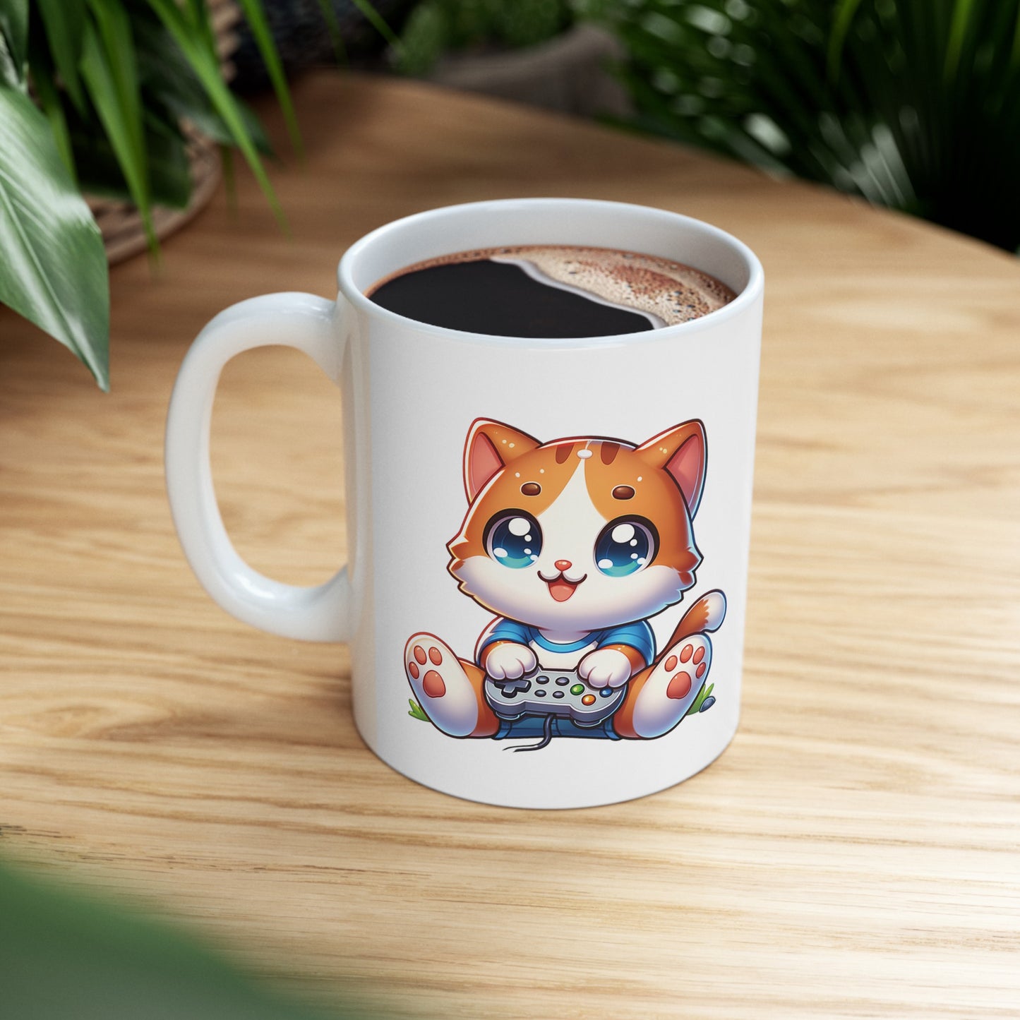 Cute Gamer Cat Coffee Mug